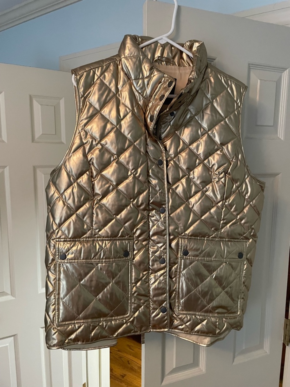 Talbots Metallic Gold Quilted Puffer Vest